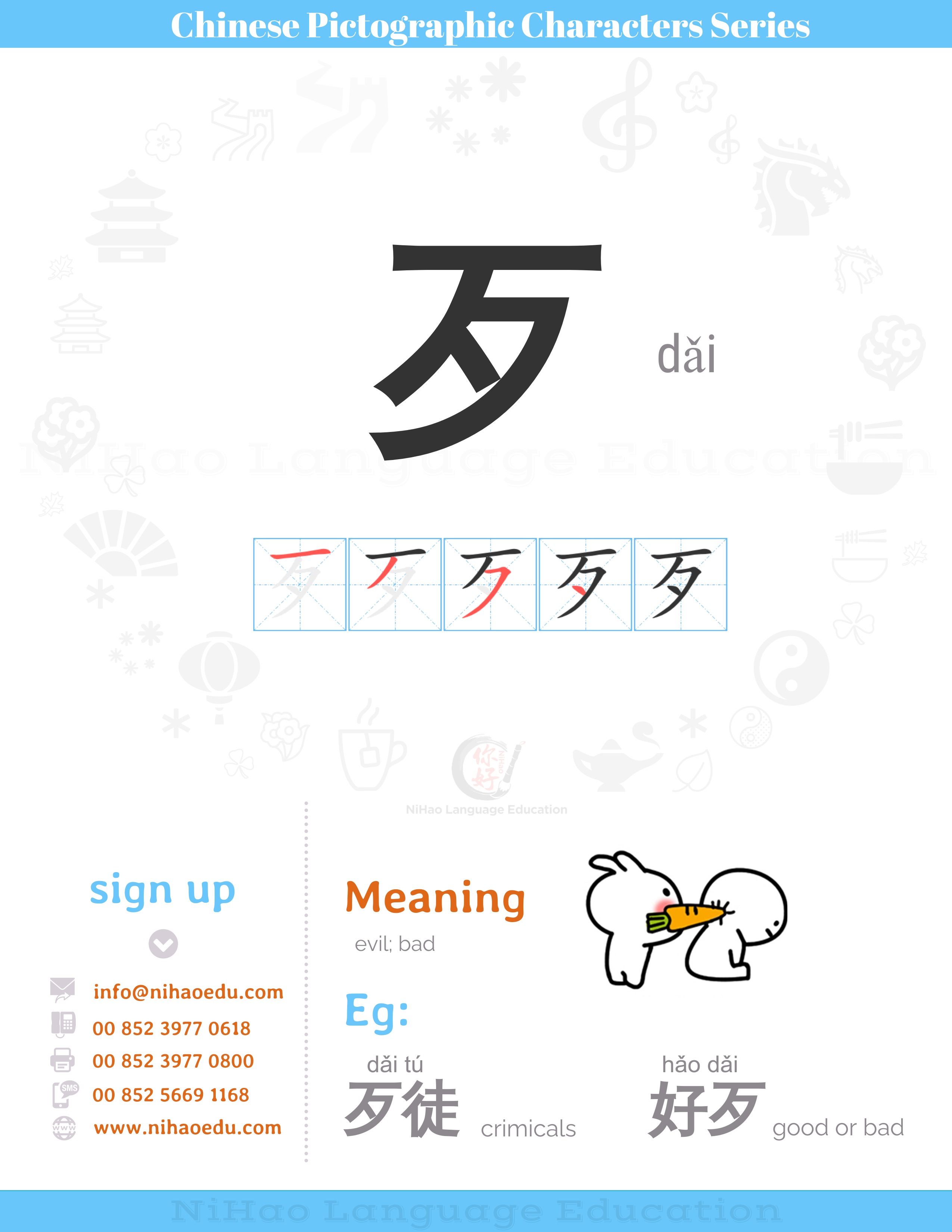Chinese Radicles Series歹dǎi | NIHAO LANGUAGE EDUCATION
